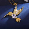 Wholesale Elegant Bird 304 Stainless Steel Copper Inlay 18K Gold Plated Zircon Pendant Necklace