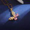 Wholesale Elegant Sunflower Flower Butterfly 304 Stainless Steel Copper Inlay 18K Gold Plated Zircon Pendant Necklace