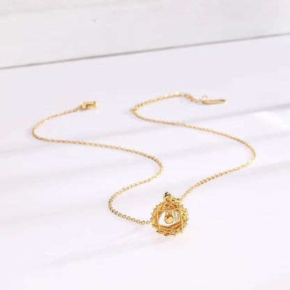 304 Stainless Steel Copper 18K Gold Plated Hollow Out Dreamcatcher Solid Color Pendant Necklace