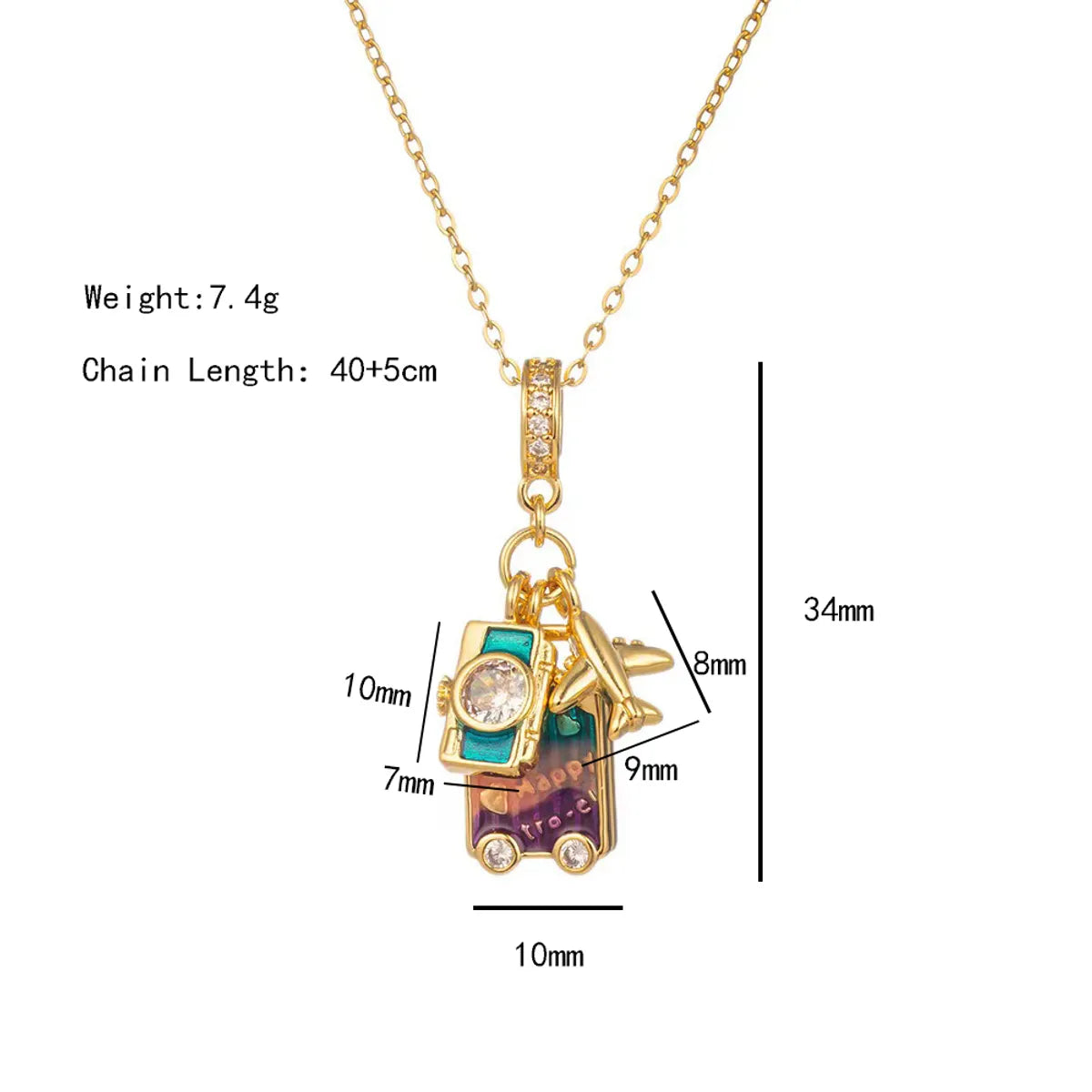 304 Stainless Steel Copper 18K Gold Plated K Gold Plated Cute Inlay Flower Butterfly Acrylic Shell Zircon Pendant Necklace