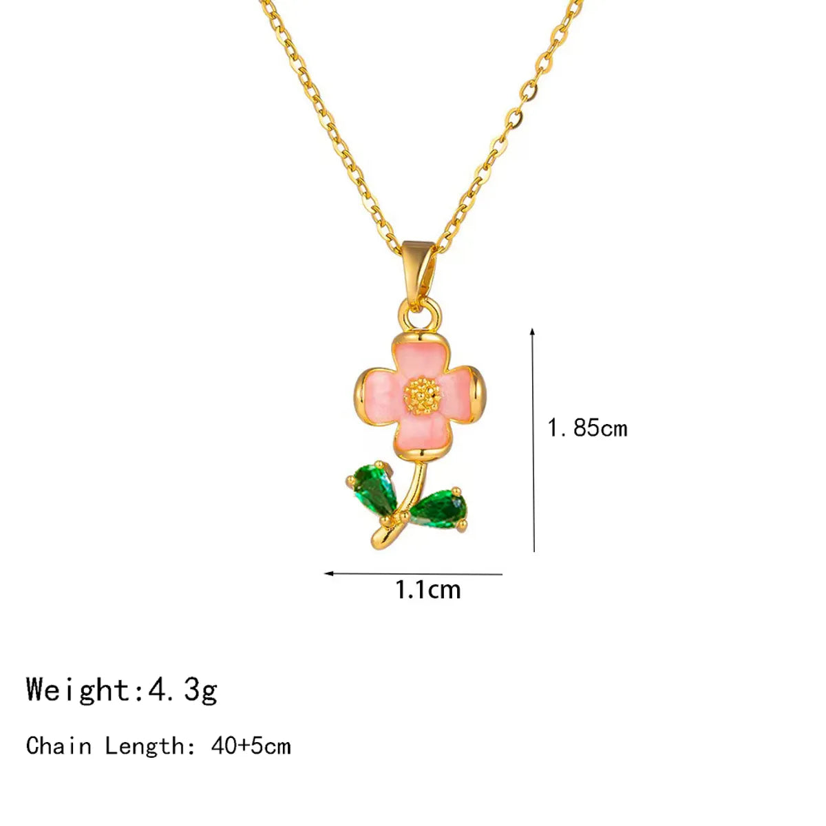 304 Stainless Steel Copper 18K Gold Plated K Gold Plated Cute Inlay Flower Butterfly Acrylic Shell Zircon Pendant Necklace