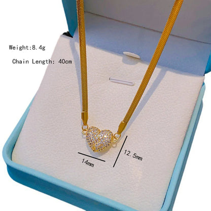 304 Stainless Steel Copper 18K Gold Plated K Gold Plated Cute Inlay Flower Butterfly Acrylic Shell Zircon Pendant Necklace