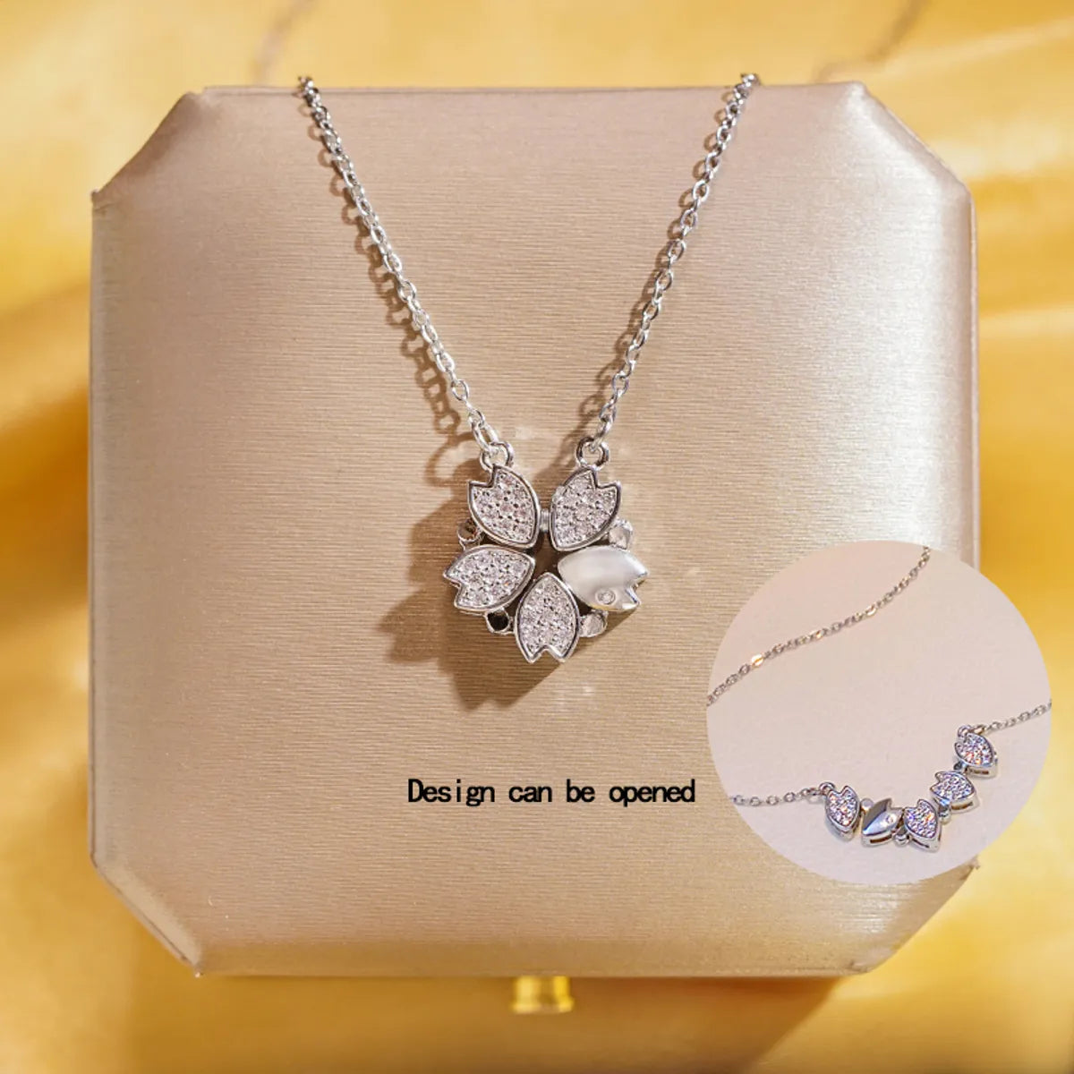 304 Stainless Steel Copper 18K Gold Plated K Gold Plated Cute Inlay Flower Butterfly Acrylic Shell Zircon Pendant Necklace