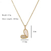 304 Stainless Steel Copper 18K Gold Plated K Gold Plated Cute Inlay Flower Butterfly Acrylic Shell Zircon Pendant Necklace