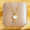 304 Stainless Steel Copper 18K Gold Plated K Gold Plated Cute Inlay Flower Butterfly Acrylic Shell Zircon Pendant Necklace