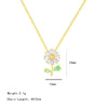 304 Stainless Steel Copper 18K Gold Plated K Gold Plated Cute Inlay Flower Butterfly Acrylic Shell Zircon Pendant Necklace