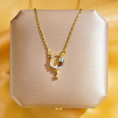 304 Stainless Steel Copper 18K Gold Plated K Gold Plated Cute Inlay Flower Butterfly Acrylic Shell Zircon Pendant Necklace