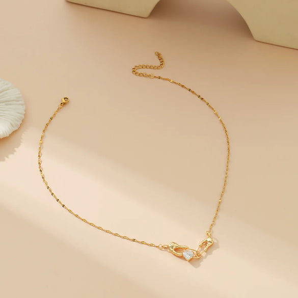 304 Stainless Steel Copper 18K Gold Plated Plating Heart Shape Pendant Necklace