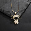 304 Stainless Steel Copper 18K Gold Plated Plating Inlay Human Zircon Pendant Necklace