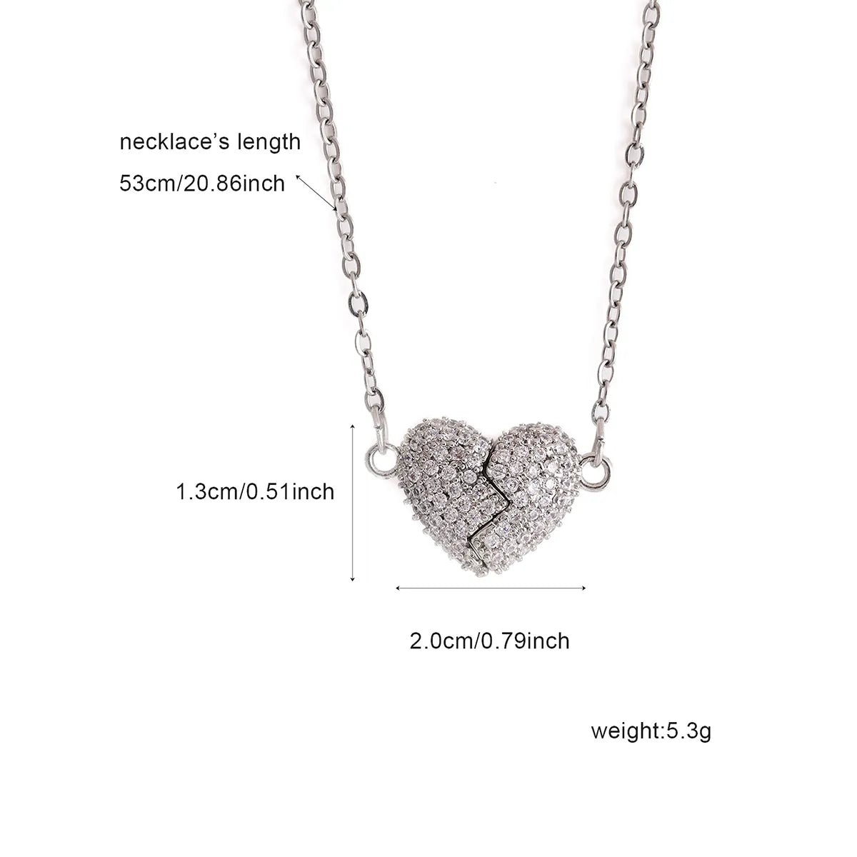 Wholesale Elegant Heart Shape 304 Stainless Steel Copper Inlay Zircon Pendant Necklace