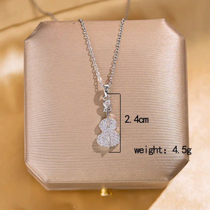 Wholesale Jewelry Elegant Lady Modern Style Letter Butterfly Lock 304 Stainless Steel Copper Acrylic Zircon K Gold Plated Inlay Pendant Necklace