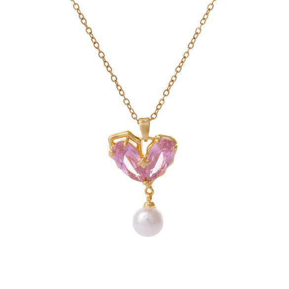 304 Stainless Steel Copper Heart Shape Pendant Necklace