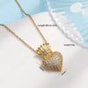 304 Stainless Steel Copper Inlay Heart Shape Crown Zircon Pendant Necklace