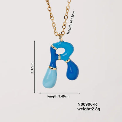 304 Stainless Steel Copper K Gold Plated Casual Elegant Cute Enamel Plating Letter Pendant Necklace