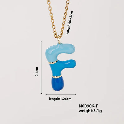 304 Stainless Steel Copper K Gold Plated Casual Elegant Cute Enamel Plating Letter Pendant Necklace