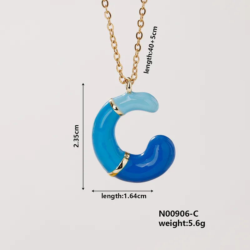 304 Stainless Steel Copper K Gold Plated Casual Elegant Cute Enamel Plating Letter Pendant Necklace