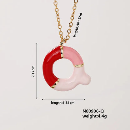 304 Stainless Steel Copper K Gold Plated Casual Elegant Cute Enamel Plating Letter Pendant Necklace