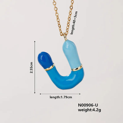 304 Stainless Steel Copper K Gold Plated Casual Elegant Cute Enamel Plating Letter Pendant Necklace