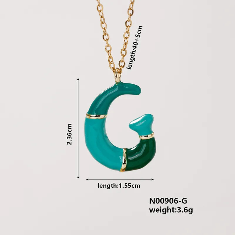 304 Stainless Steel Copper K Gold Plated Casual Elegant Cute Enamel Plating Letter Pendant Necklace