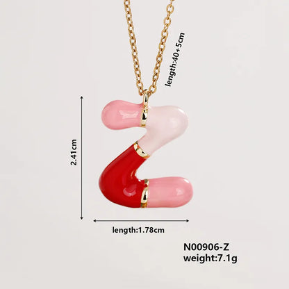 304 Stainless Steel Copper K Gold Plated Casual Elegant Cute Enamel Plating Letter Pendant Necklace