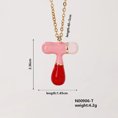 304 Stainless Steel Copper K Gold Plated Casual Elegant Cute Enamel Plating Letter Pendant Necklace