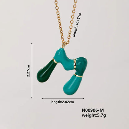 304 Stainless Steel Copper K Gold Plated Casual Elegant Cute Enamel Plating Letter Pendant Necklace