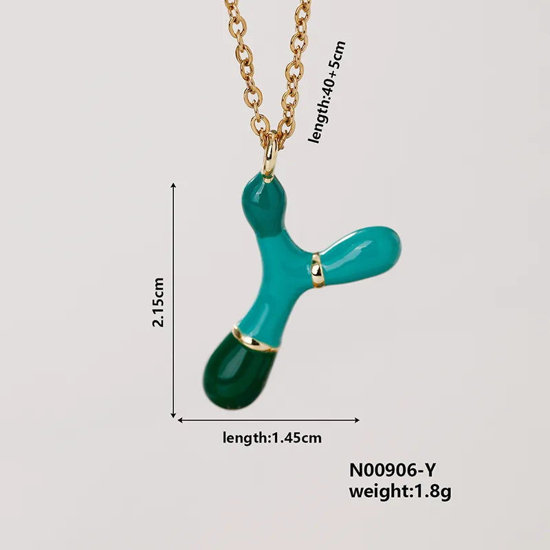 304 Stainless Steel Copper K Gold Plated Casual Elegant Cute Enamel Plating Letter Pendant Necklace