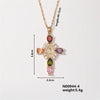 304 Stainless Steel Copper K Gold Plated Classic Style Shiny Plating Inlay Cross Zircon Necklace