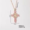 304 Stainless Steel Copper K Gold Plated Classic Style Shiny Plating Inlay Cross Zircon Necklace