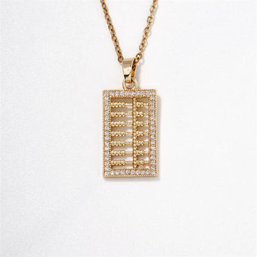 304 Stainless Steel Copper K Gold Plated Elegant Vintage Style Artistic Plating Inlay Abacus Zircon Pendant Necklace