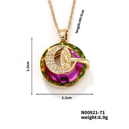 304 Stainless Steel Copper K Gold Plated Inlay Human Moon Crystal Zircon Pendant Necklace