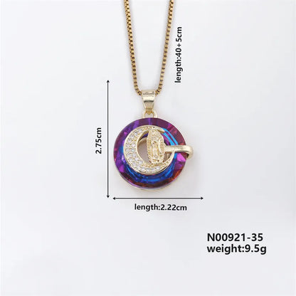 304 Stainless Steel Copper K Gold Plated Inlay Human Moon Crystal Zircon Pendant Necklace