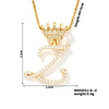 304 Stainless Steel Copper K Gold Plated Inlay Letter Zircon Pendant Necklace