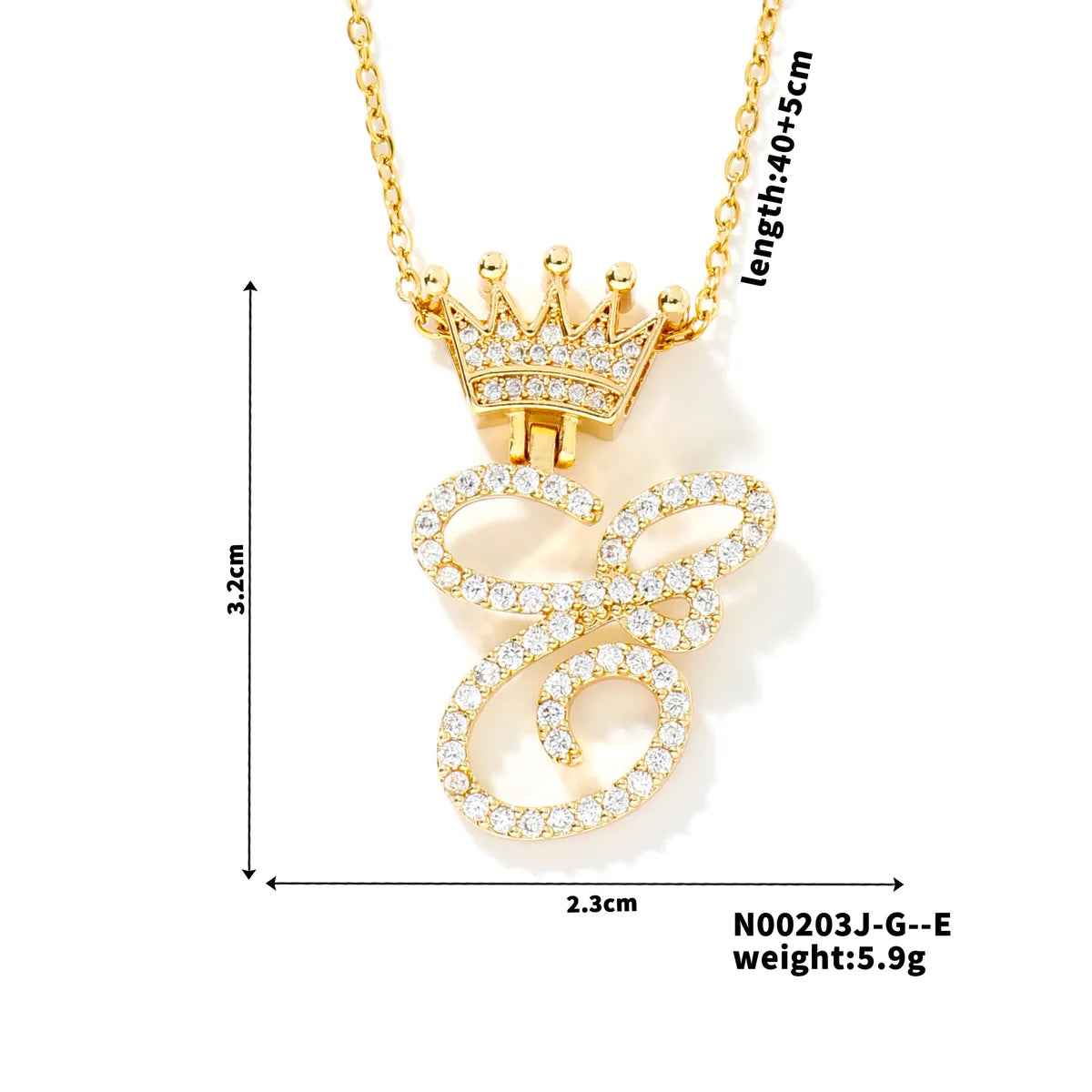 304 Stainless Steel Copper K Gold Plated Inlay Letter Zircon Pendant Necklace