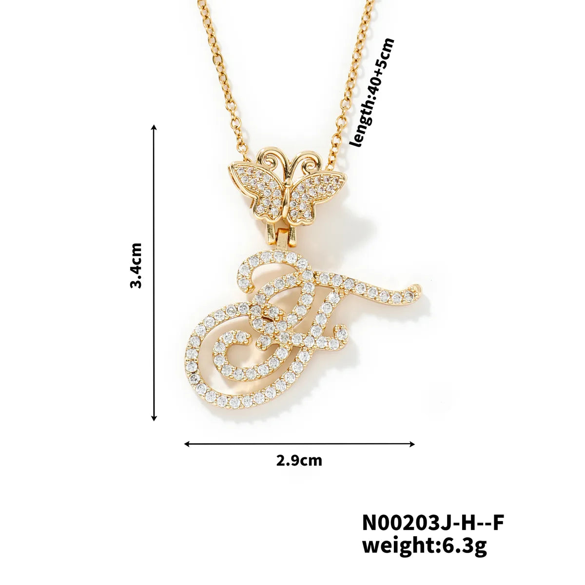 304 Stainless Steel Copper K Gold Plated Inlay Letter Zircon Pendant Necklace