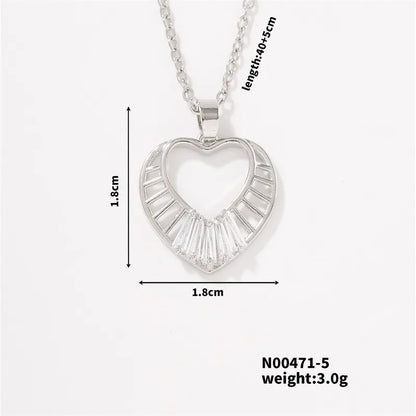 304 Stainless Steel Copper K Gold Plated Rhodium Plated Casual Vacation Sweet Plating Inlay Solid Color Zircon Pendant Necklace