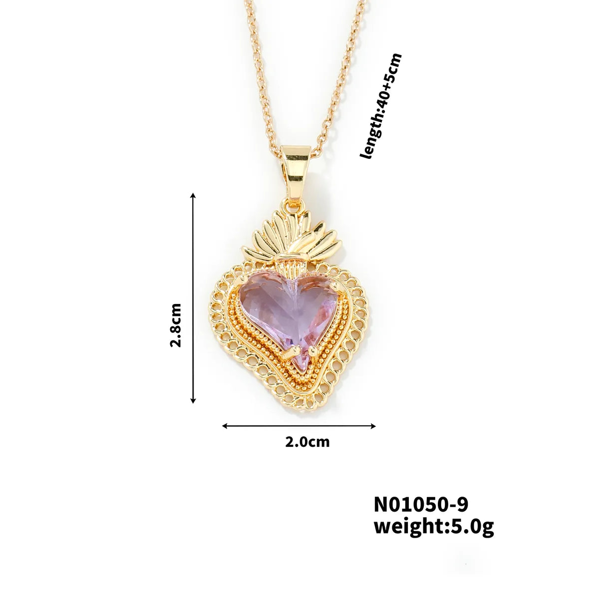 304 Stainless Steel Copper K Gold Plated Rhodium Plated Three-Dimensional Inlay Heart Shape Strawberry Glass Pendant Necklace