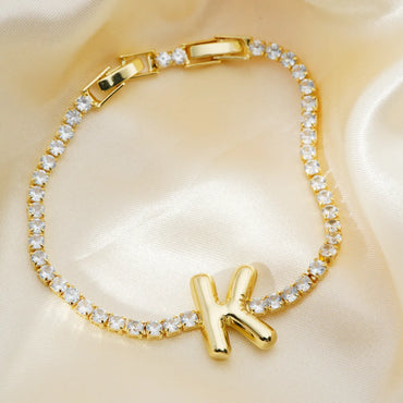 304 Stainless Steel Copper K Gold Plated Simple Style Classic Style Plating Inlay Letter Zircon Bracelets