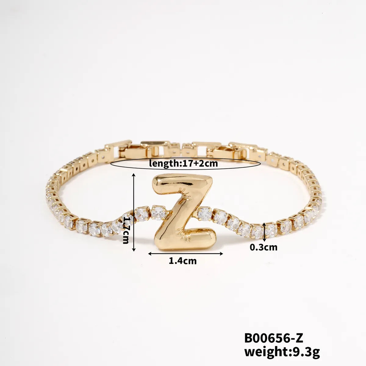 304 Stainless Steel Copper K Gold Plated Simple Style Classic Style Plating Inlay Letter Zircon Bracelets