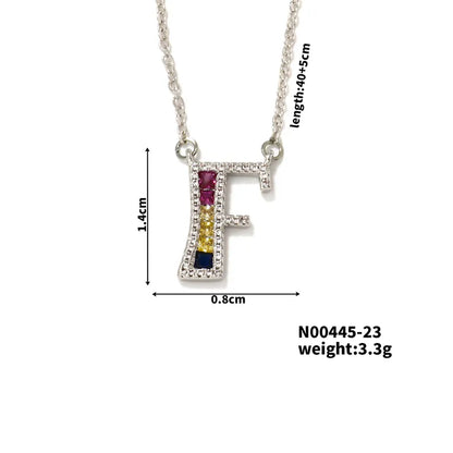 304 Stainless Steel Copper Rhodium Plated Hip-Hop Vacation Shiny Plating Inlay Letter Zircon Pendant Necklace