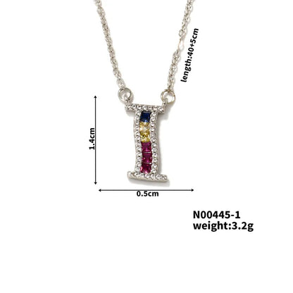 304 Stainless Steel Copper Rhodium Plated Hip-Hop Vacation Shiny Plating Inlay Letter Zircon Pendant Necklace