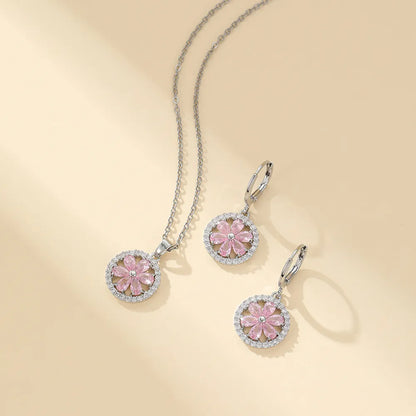 304 Stainless Steel Copper Simple Style Shiny Inlay Flower Zircon Jewelry Set