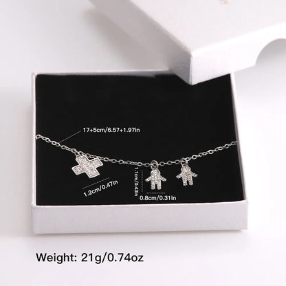 Elegant Simple Style Shiny Human Cross Butterfly 304 Stainless Steel Copper White-Plated K Zircon Bracelets In Bulk