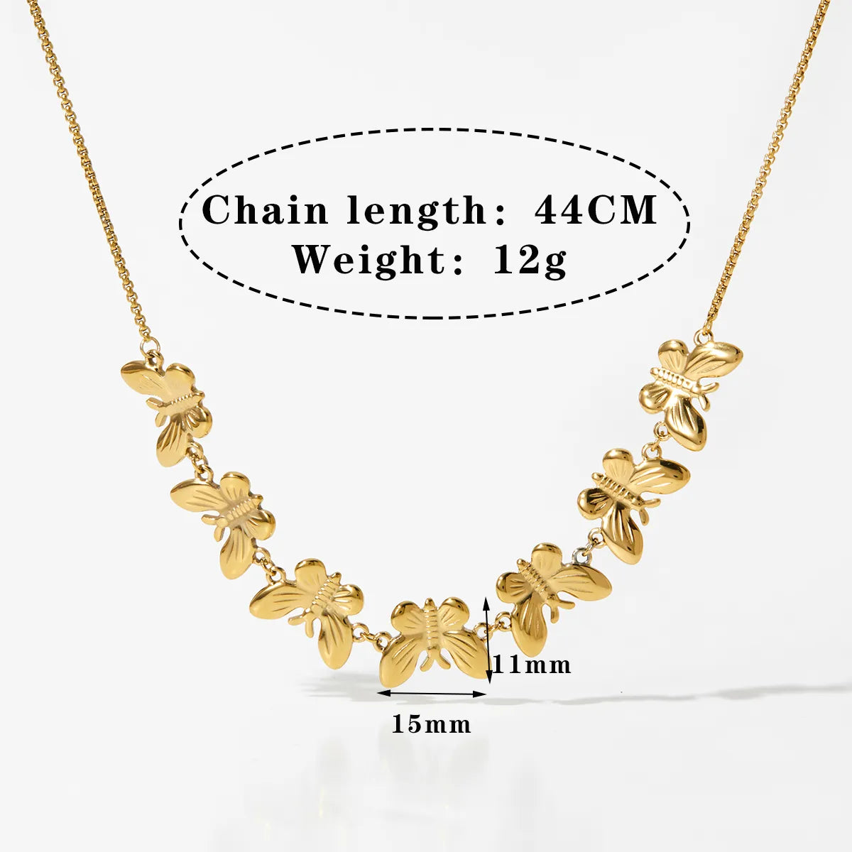 Wholesale Jewelry Elegant Lady Modern Style Butterfly 304 Stainless Steel No Inlaid 16K Gold Plated White Gold Plated Gold Plated Necklace