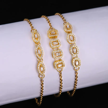 304 Stainless Steel Elegant Plating Inlay Oval Rectangle Zircon Bracelets