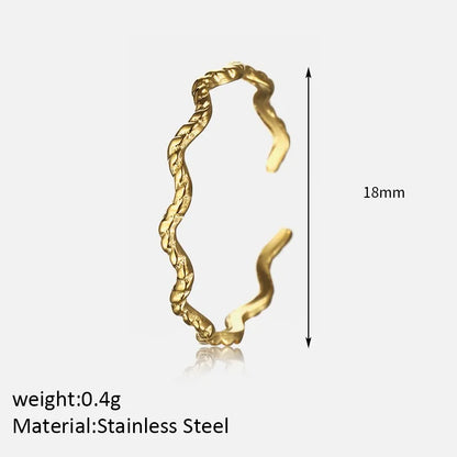 Wholesale Jewelry Elegant Simple Style Waves 304 Stainless Steel Inlay Open Rings