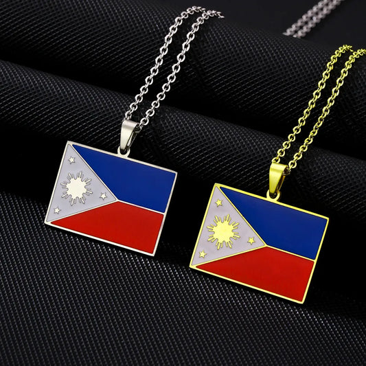 201 Stainless Steel 304 Stainless Steel 18K Gold Plated Ethnic Style Enamel Plating Flag None Pendant Necklace