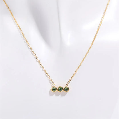 201 Stainless Steel 304 Stainless Steel Glass Gold Plated Retro Inlay Solid Color Zircon Pendant Necklace