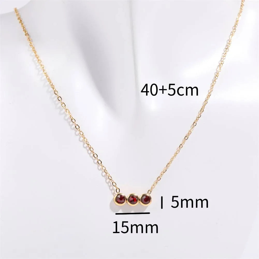 201 Stainless Steel 304 Stainless Steel Glass Gold Plated Retro Inlay Solid Color Zircon Pendant Necklace