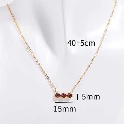 201 Stainless Steel 304 Stainless Steel Glass Gold Plated Retro Inlay Solid Color Zircon Pendant Necklace